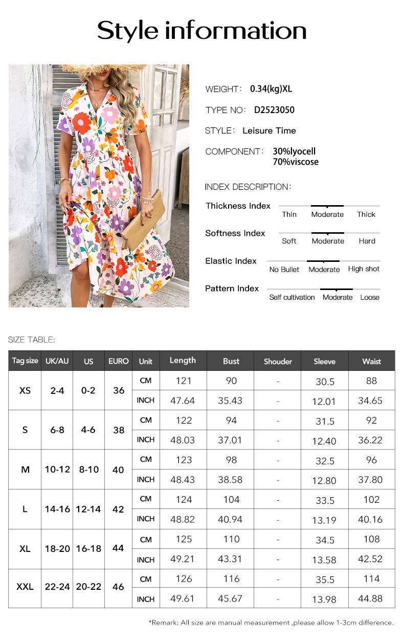 Casual Bohemian high-waiste color contrast dress