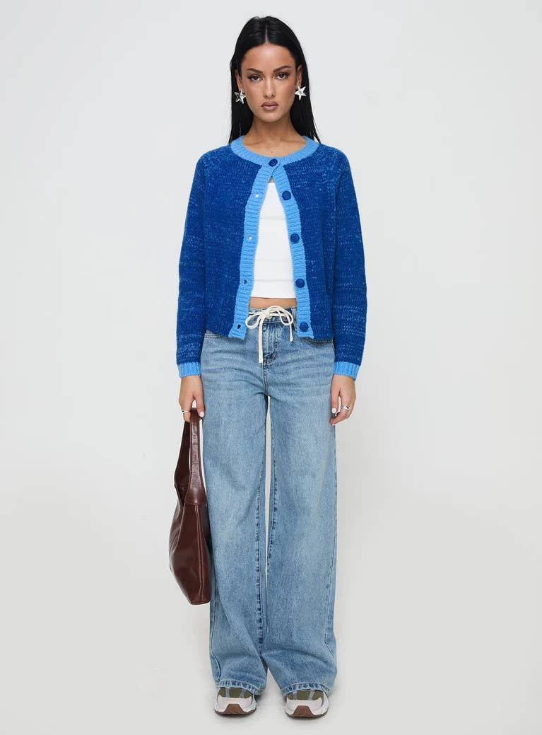 Color-blocking single-breasted loose cardigan