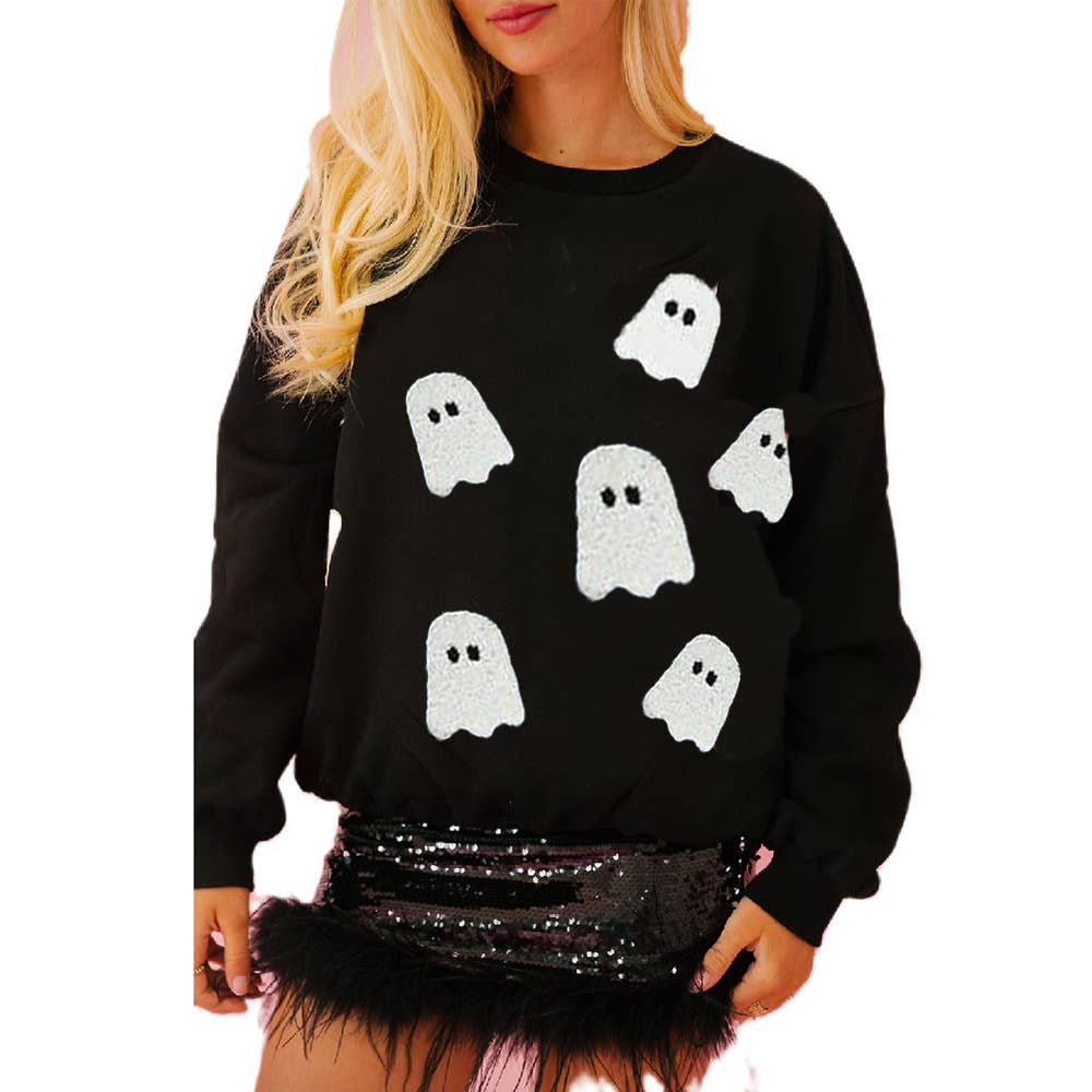 CWTBLL01229_HALLOWEEN SEQUINED LOOSE SWEATSHIRT