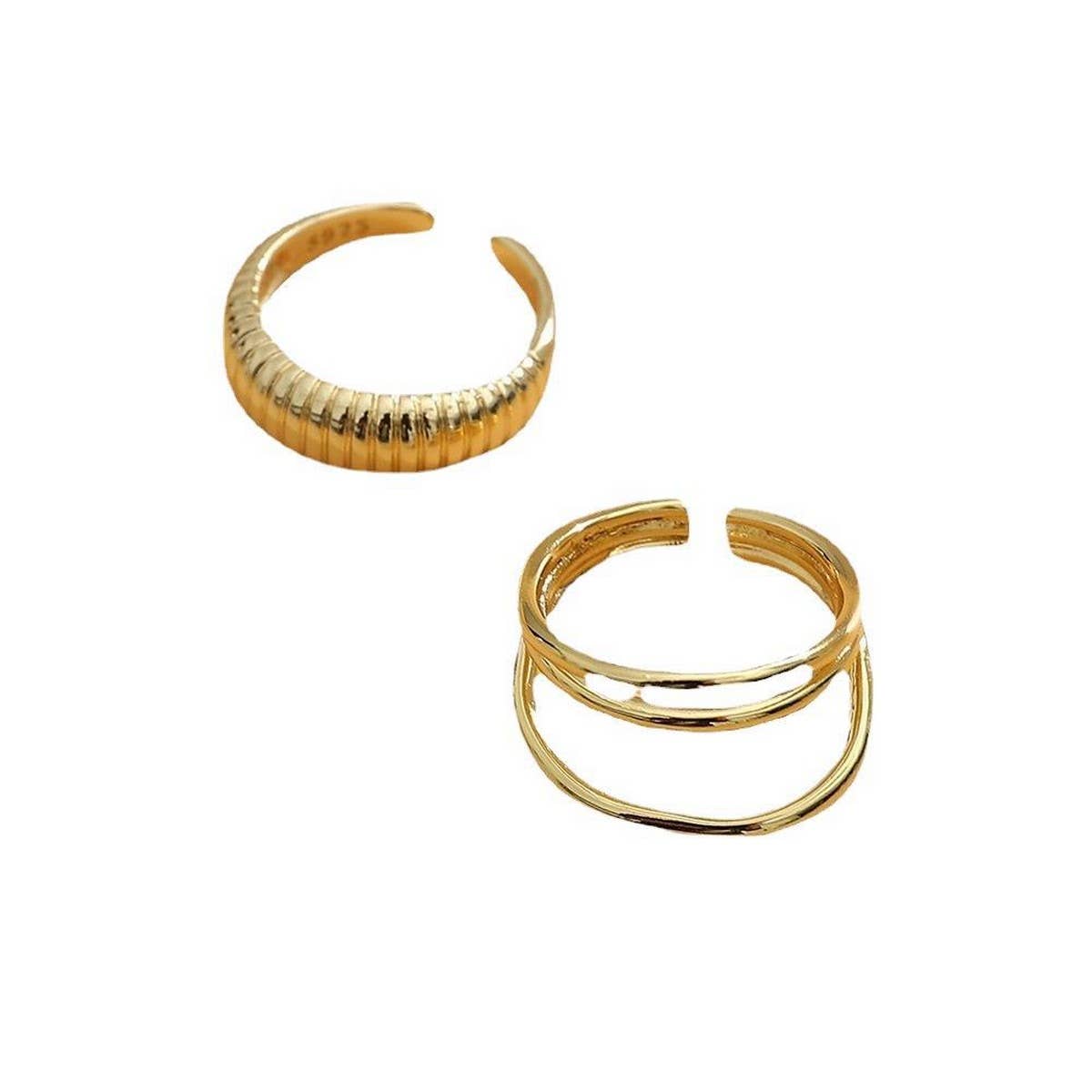 NEW GEOMETRIC OPEN RING 2-PIECE SET