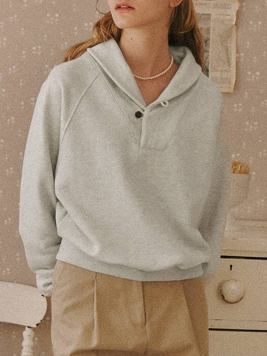 COTTON PULLOVER RETRO STYLE RELAXED CASUAL HOODIE