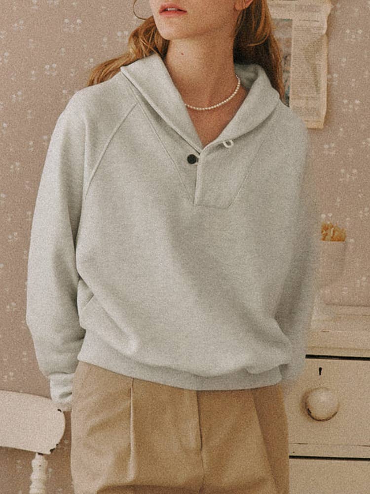 Design sense lapel pure cotton retro hoodie