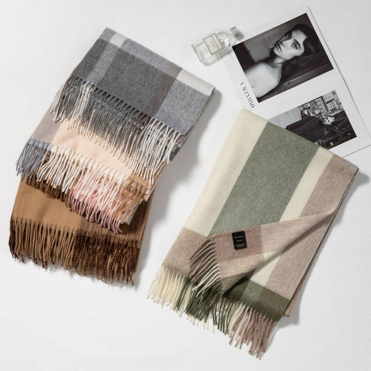 100% Wool Plaid Scarf – Long Warm Winter Wrap_CWASC1095