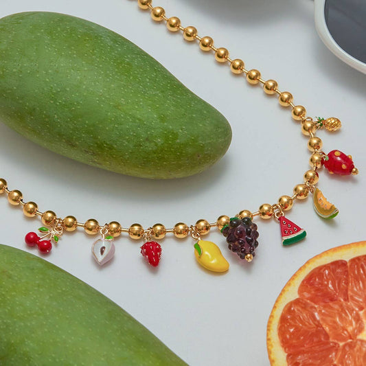 Elegant 18KGold StainlessSteel Fruit CharmBracelet