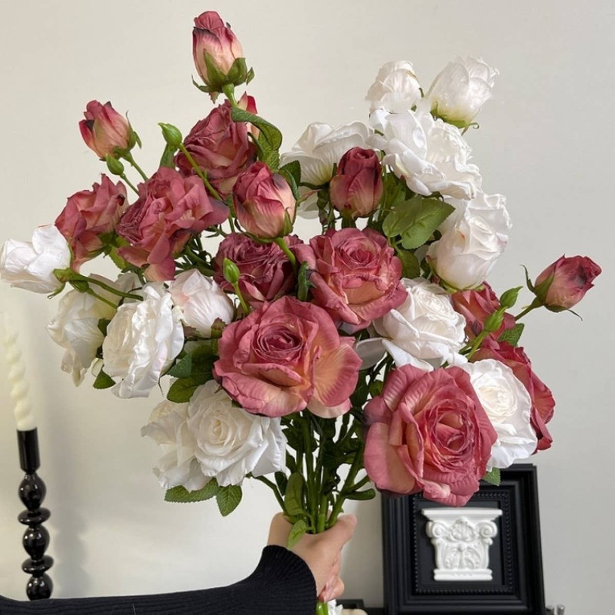 Vintage Dried-Look 3-Head Artificial Roses