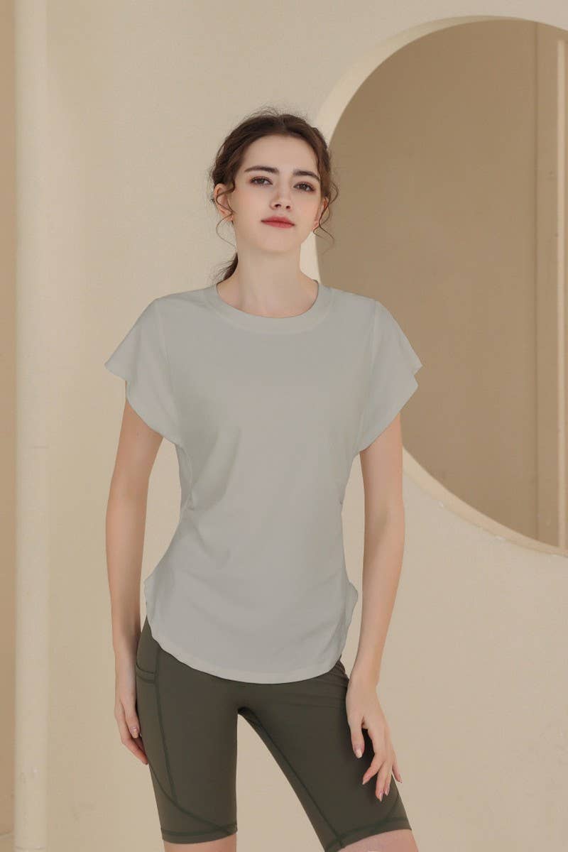 CWTSTS0394_ROUND NECK SHORT SLEEVE FITNESS YOGA TOP