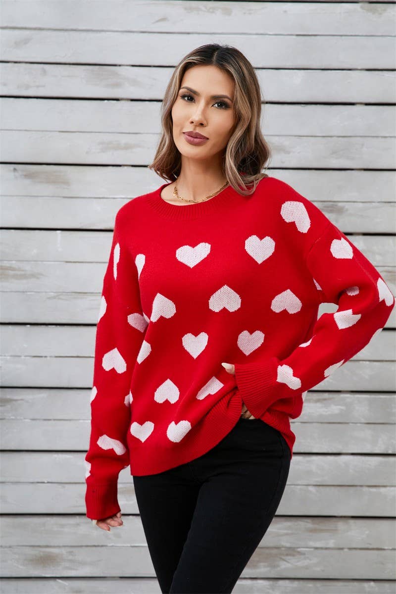 CWOSWL5777_VALENTINE'S DAY ROUND NECK HEART SWEATER