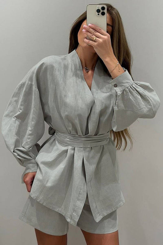 CWSPJ0282_THREE-QUARTER SLEEVE SHORTS PAJAMA SET