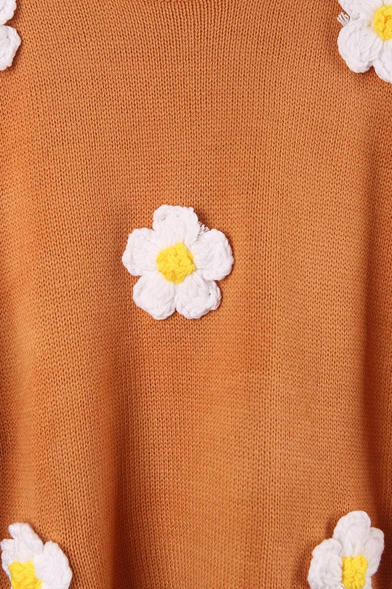 CWOSWL3109_CREW NECK PULLOVER FLORAL KNIT SWEATER