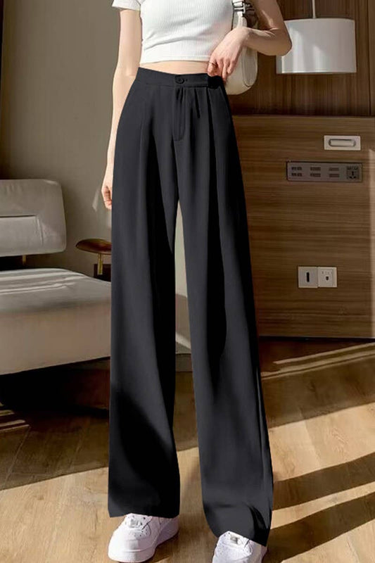 CWBLP00922_AUTUMN MID-RISE DRAPEY SLIM-FITTING LOOSE TROUSER