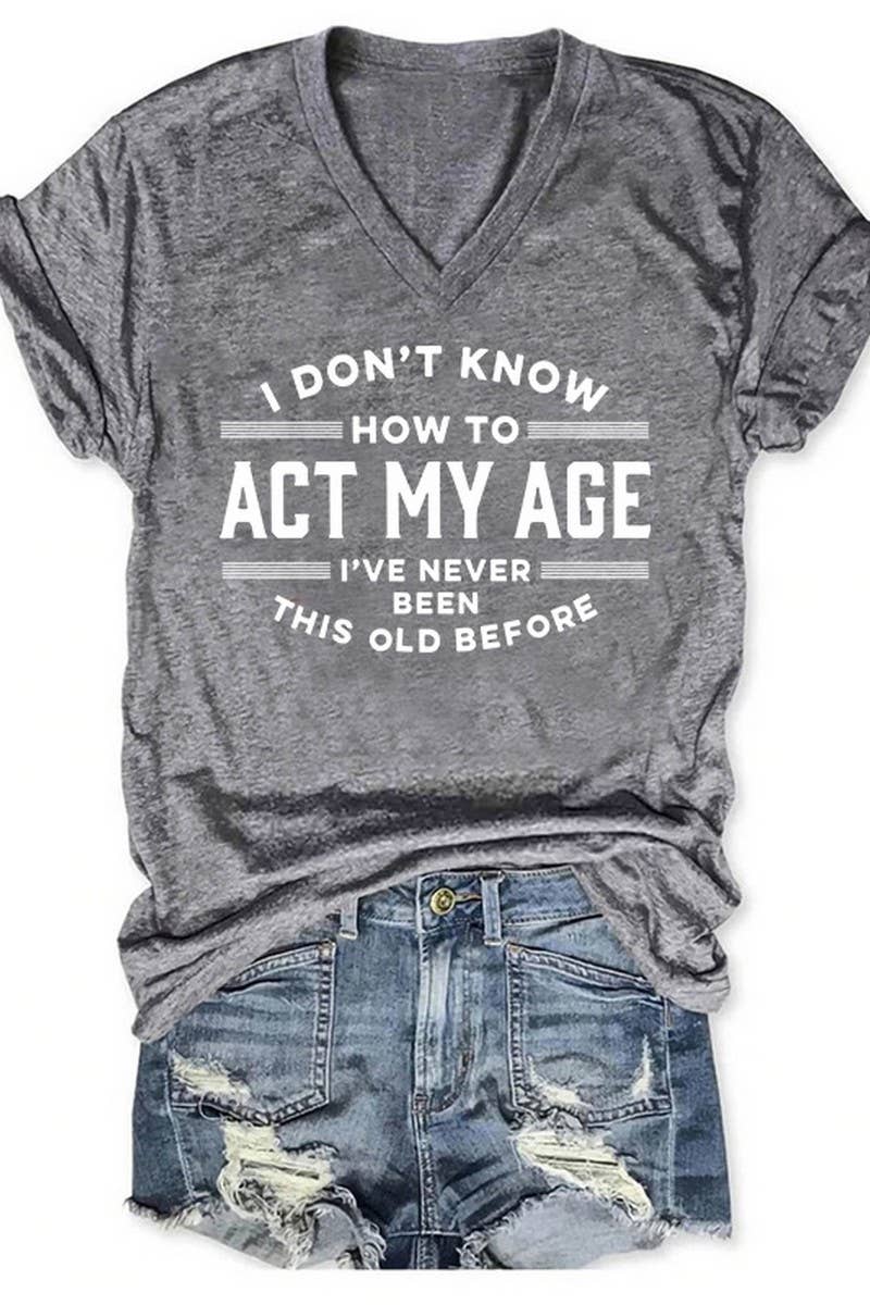 CWTTS1066_LETTER PRINT V NECK SHORT SLEEVED T SHIRT