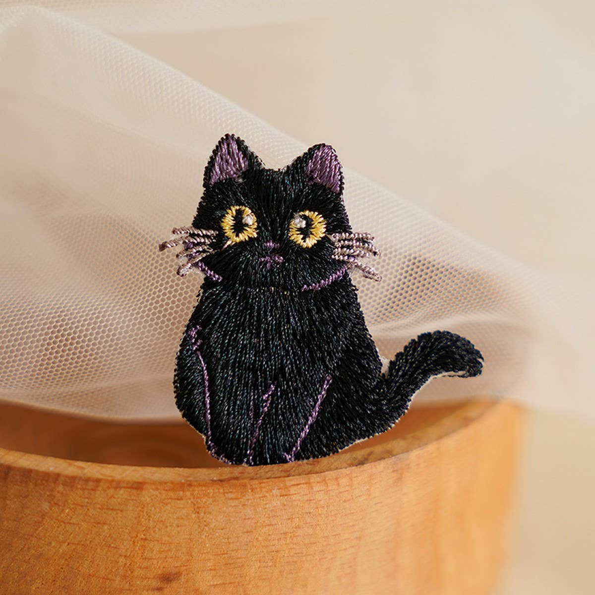 3D Cat Embroidered Iron-On Patch for Stain Repair_CWMM5921