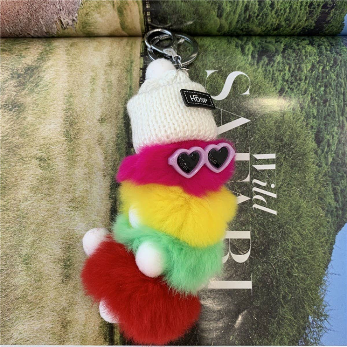CATERPILLAR BAG PENDANT CUTE PLUSH CAR KEYCHAIN_CWMM2584