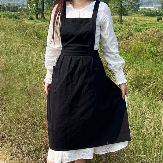LARGE SIZE KOREAN STYLE SOLID COLOR COTTON APRON