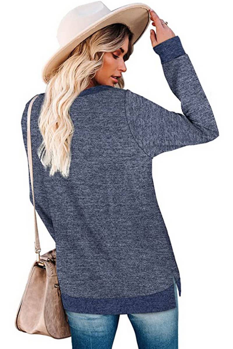 CWTBLL3686_COLORBLOCK SLIT LOOSE CASUAL PULLOVER TOP