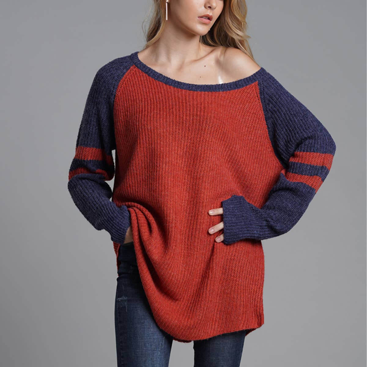 ALL-IN-ONE LONG LOOSE SOLID PULLOVER SWEATER