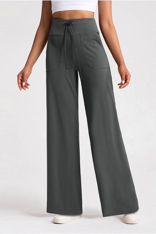 CWBLP1505_STRAIGHT DRAWSTRING HIGH WAIST LOOSE SWEATPANTS