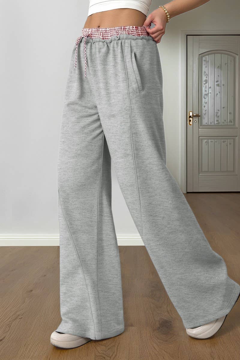 CWBLP00949_COLORBLOCK PATCHWORK STRAIGHT LEG CASUAL PANTS