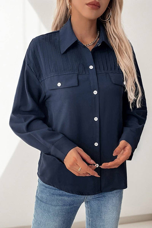 CWTBLL3720_NEW AUTUMN AND WINTER LONG-SLEEVED LAPEL SHIRT