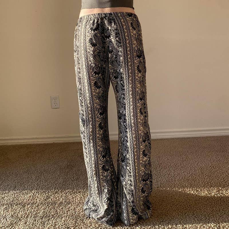 ABSTRACT PRINT LOOSE CASUAL STRAIGHT-LEG PANTS