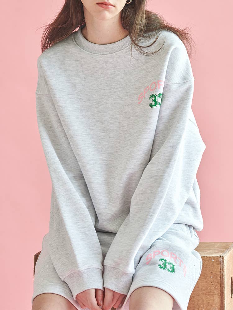 Casual sweatshirt shorts printed sportswear set