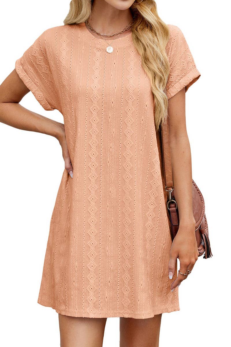 CWDSD8728_CREWNECK POCKET LOOSE FIT MIDI T-SHIRT DRESS