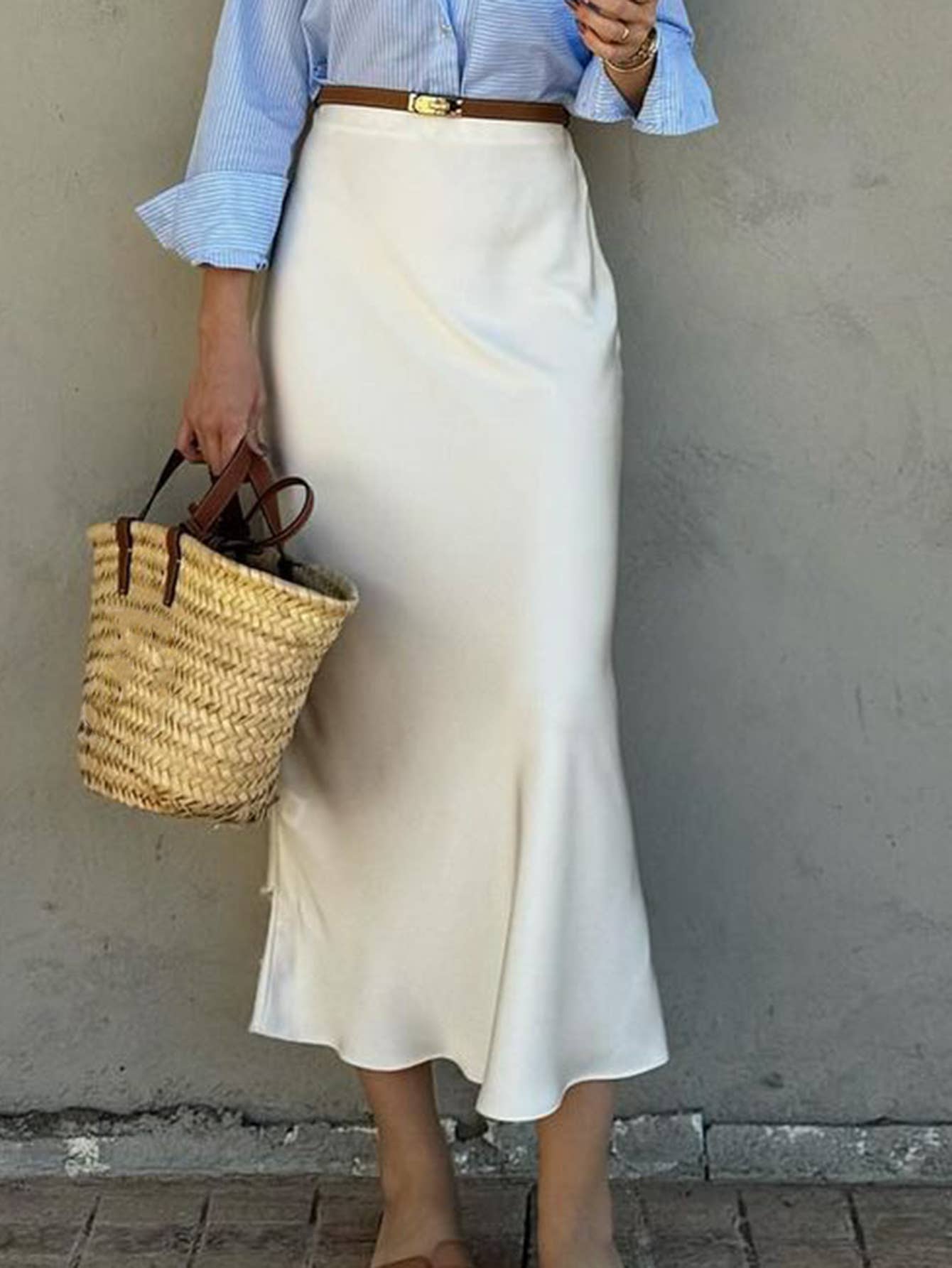 Fashionable wind pure color wrap hip long skirt