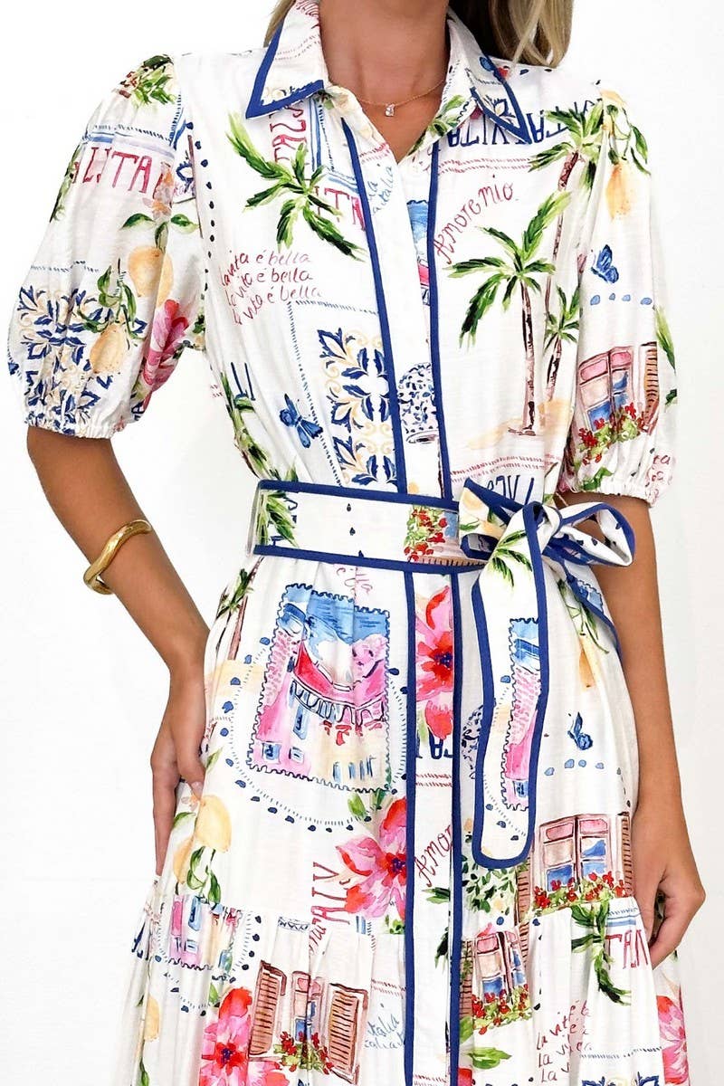 CWDMD6299_SUMMER FLORAL PRINT SHORT SLEEVE DRESS