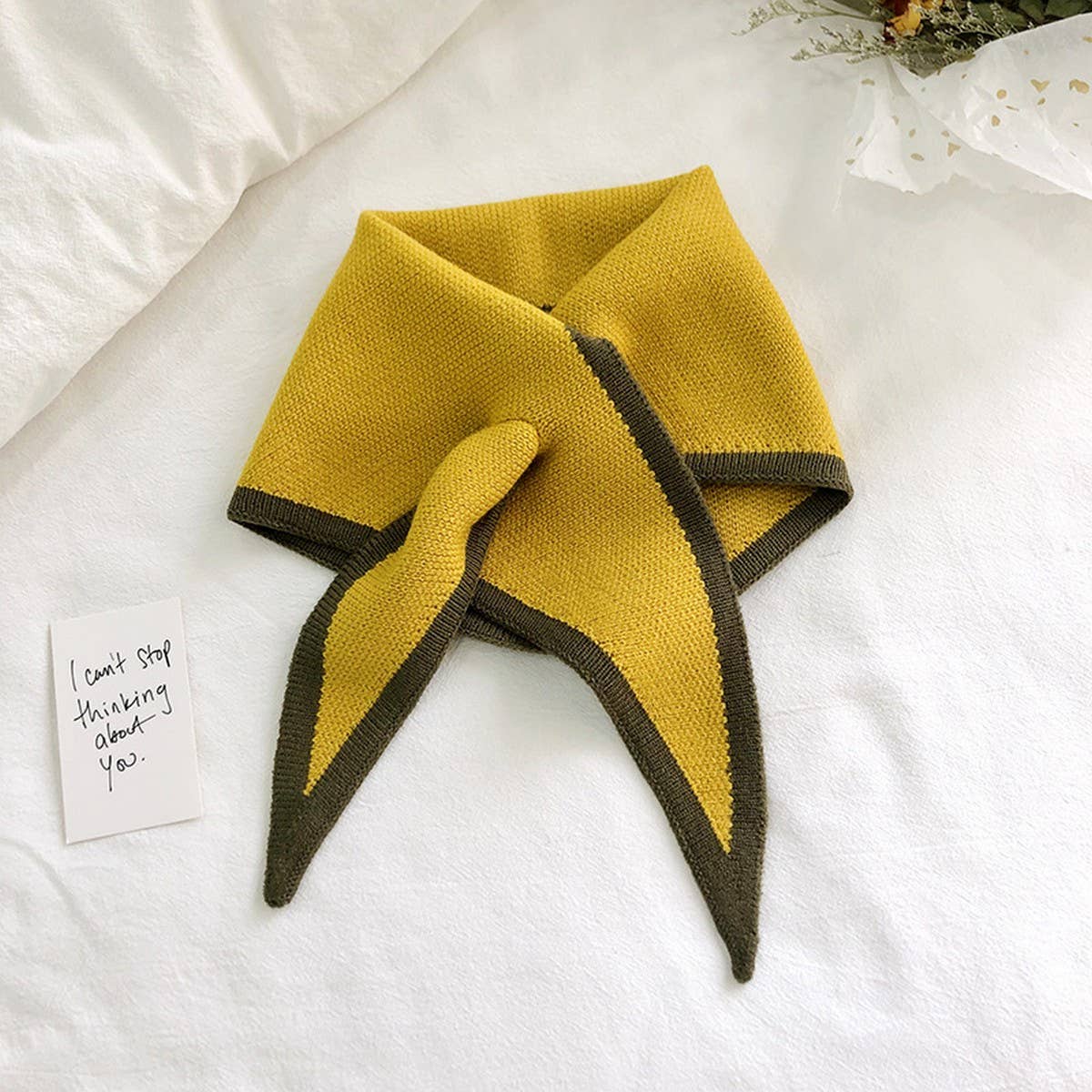 Knit Triangle Scarf for Women’s Winter Neck Wrap