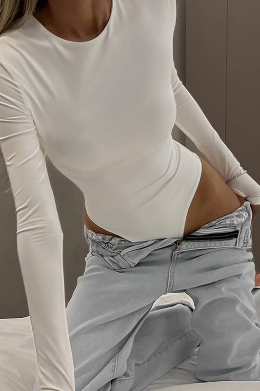 CWSBSL0109_SOLID COLOR ROUND NECK LONG SLEEVE BODYSUIT