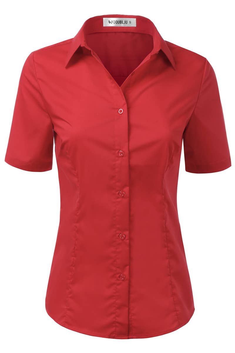 CWTSTS118-P_Slim Classic Short Sleeve Bttn Down Collar Shirt