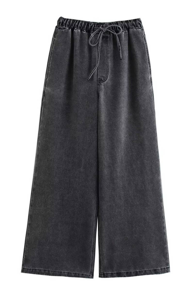 CWSTB1431_WASHED BLUE DENIM TOP AND STRAIGHT PANTS SET