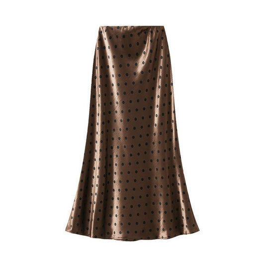 POLKA DOT SKIRT HIP SKIRT MID-LENGTH A-LINE SKIRT_CWBMS0294