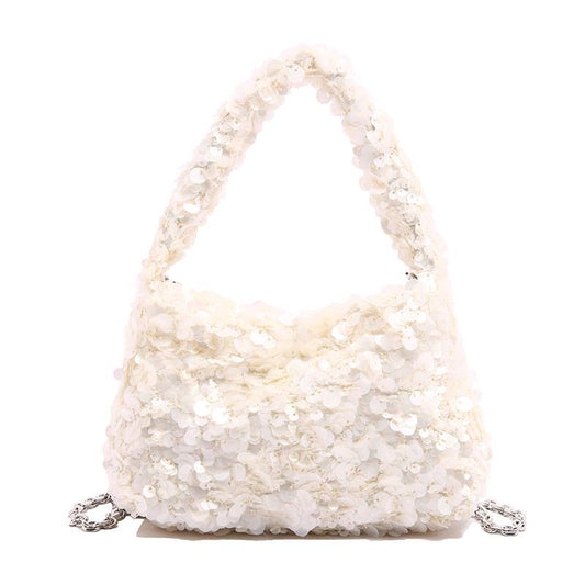 Sequined versatile pleated crossbody bag