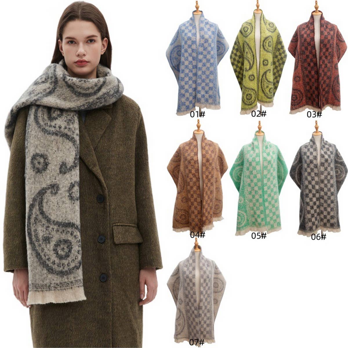 Paisley Jacquard Scarf ??Unisex Winter Shawl Wrap_CWASC0862