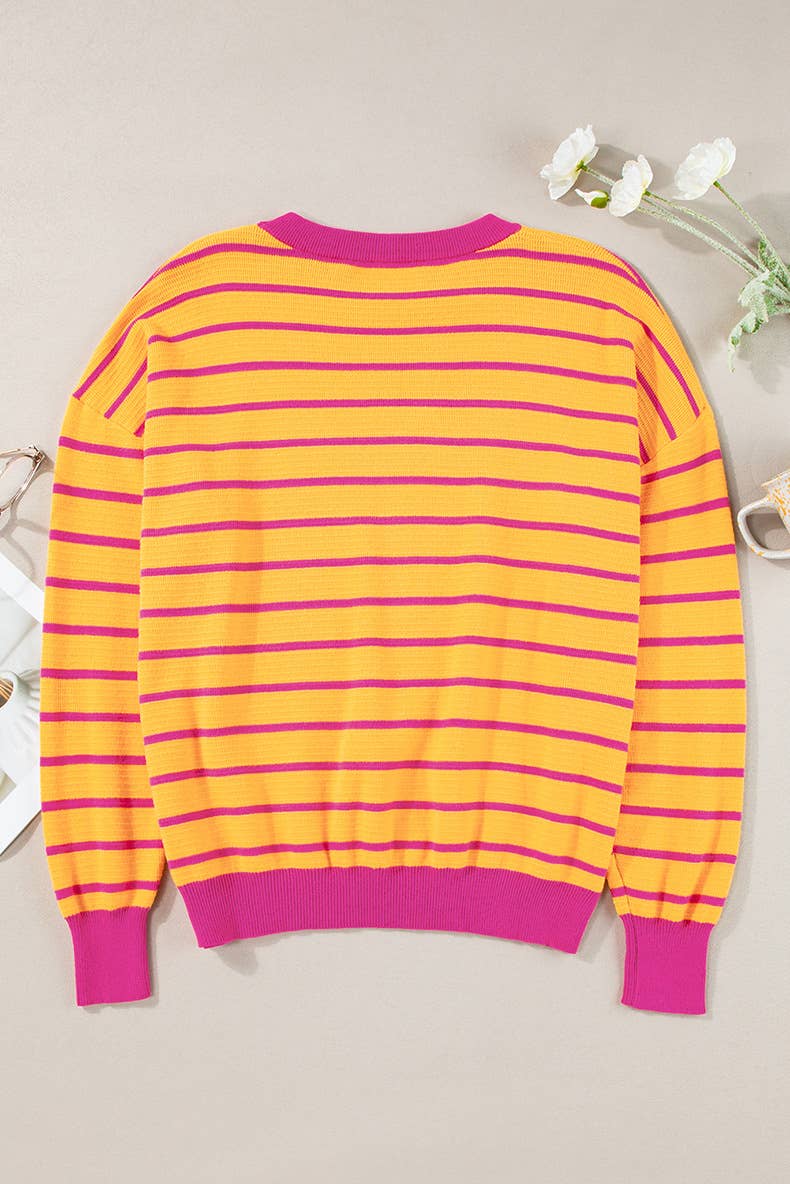 CREW-NECK LONG-SLEEVED CASUAL STRIPED SWEATER