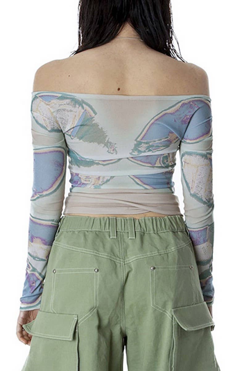 Casual pullover printed long-sleeved T-shirt