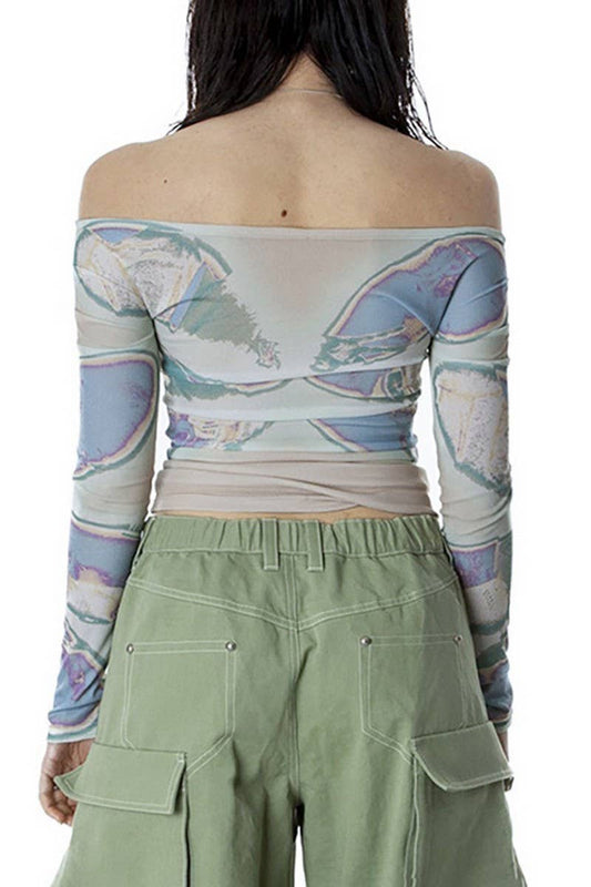 Casual pullover printed long-sleeved T-shirt