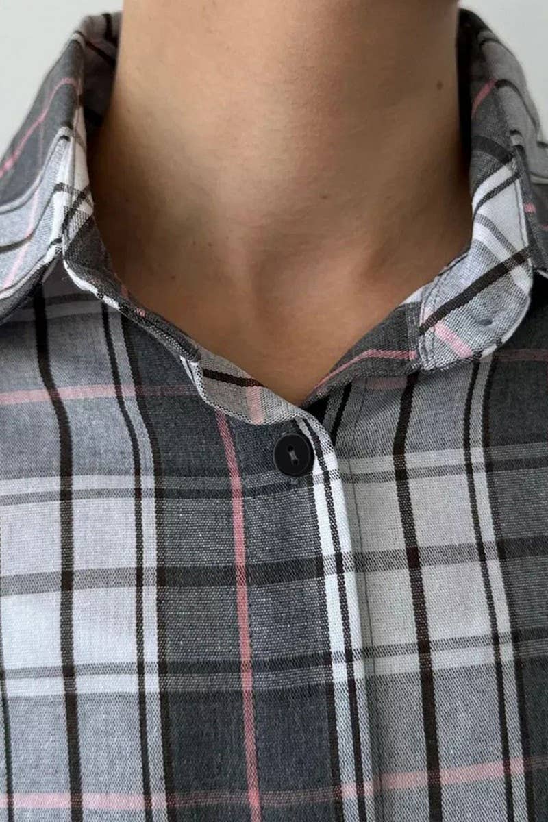 CWTBLL557_CLASSIC LOOSE CASUAL PLAID LONG-SLEEVED SHIRT