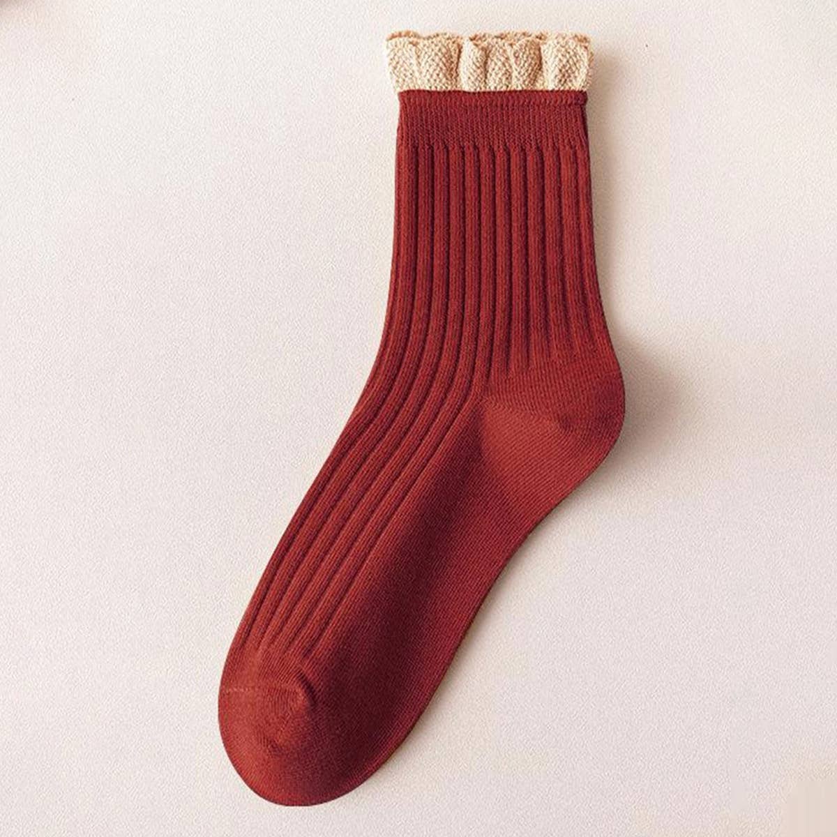 CUTE RUFFLE EDGE LACE MID-CREW SOCKS FOR WOMEN'S