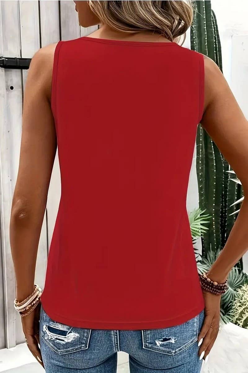 CWTBLSL0906_SOLID CROSS-STRAP TANK TOP WITH METAL BUCKLE