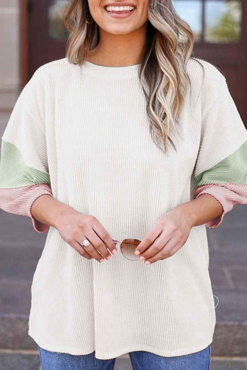 CWTBLS1321_SUMMER BAGGY CREW NECK SEVEN-POINT SLEEVE TOP