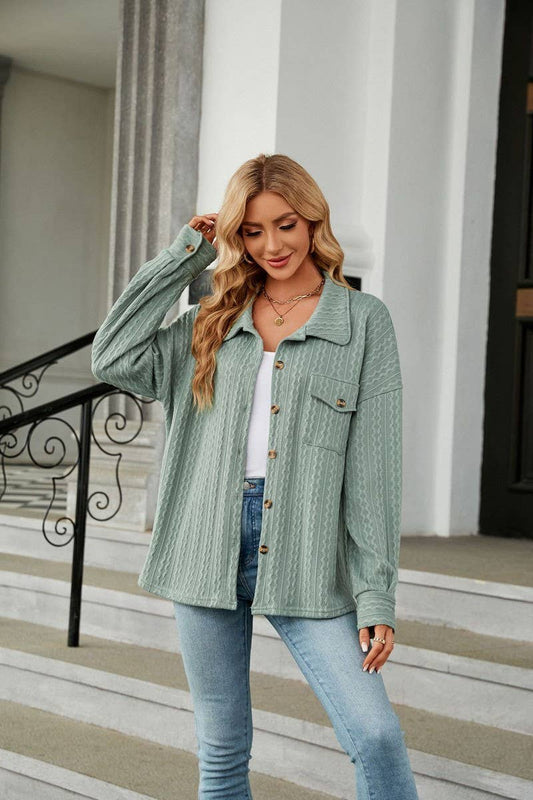 CWOCO0889_SOLID COLOR LAPEL POCKET BUTTON LONG SLEEVE COATS