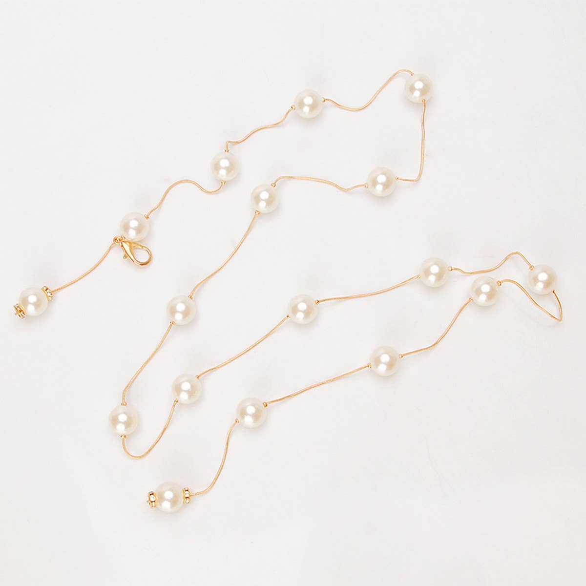 CWABE0928_WOMEN'S PEARL WAIST CHAIN THIN BELT