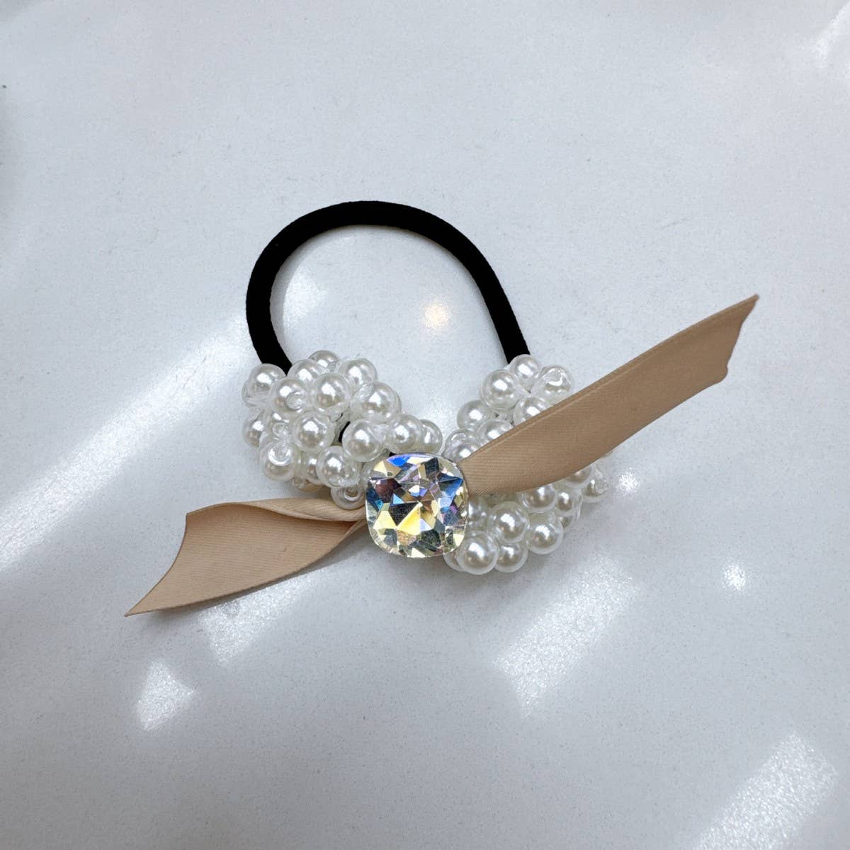 Braided Pearl Hair Tie New Elastic Hair Band_CWAHA6882