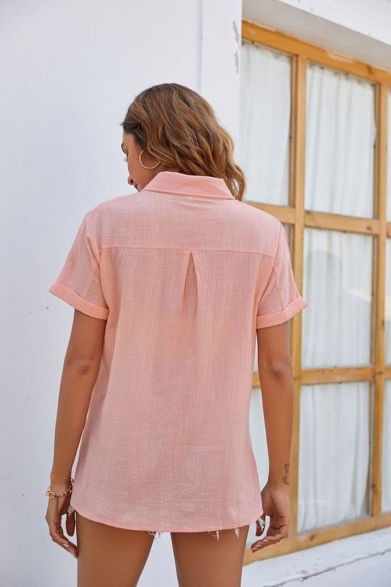 CWTSTS0530_COTTON AND LINEN SIDE SLIT POCKET SHORTSLEEVE TOP