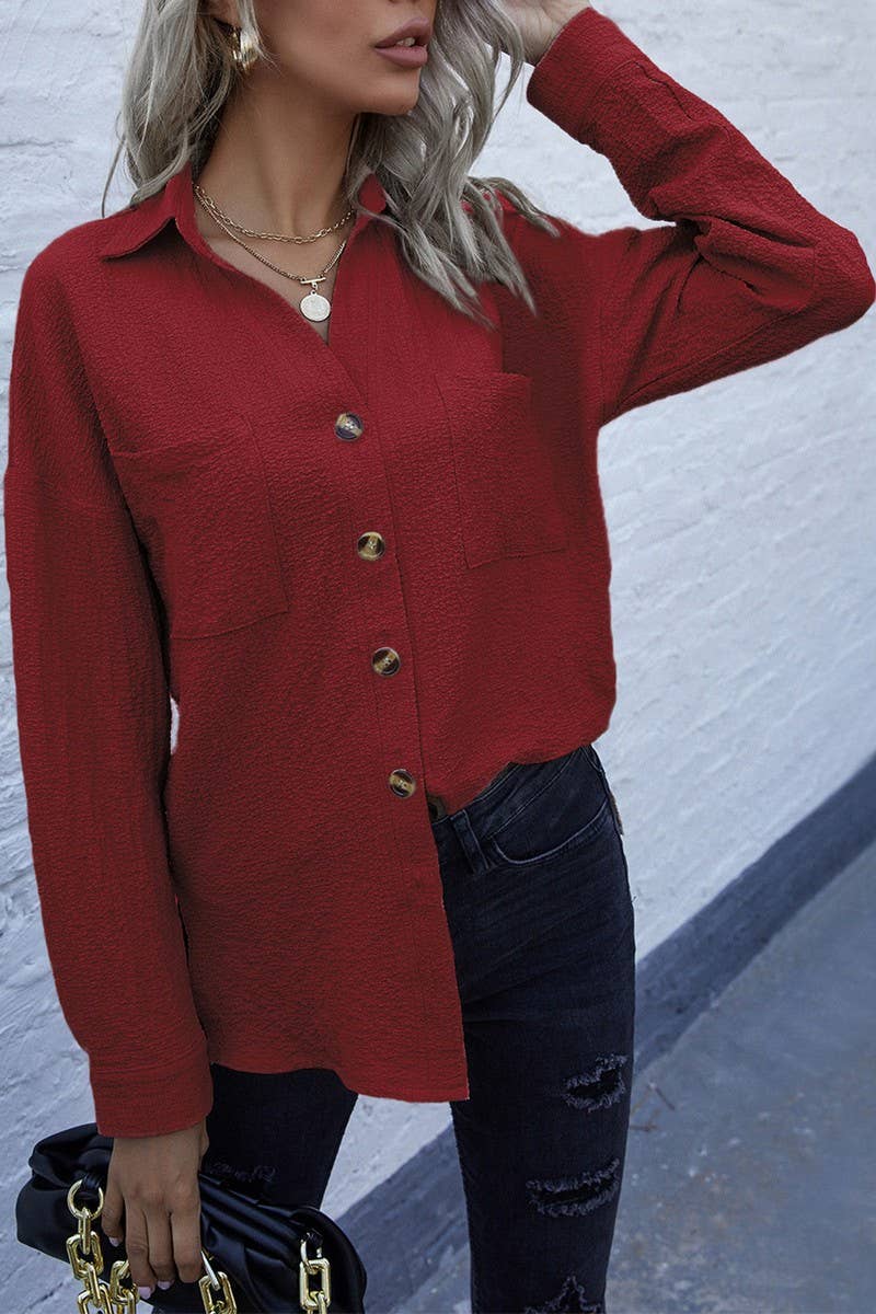 CWTSTL00959_LONG SLEEVE SOLID LAPEL MID-LENGTH VINTAGE SHIRT