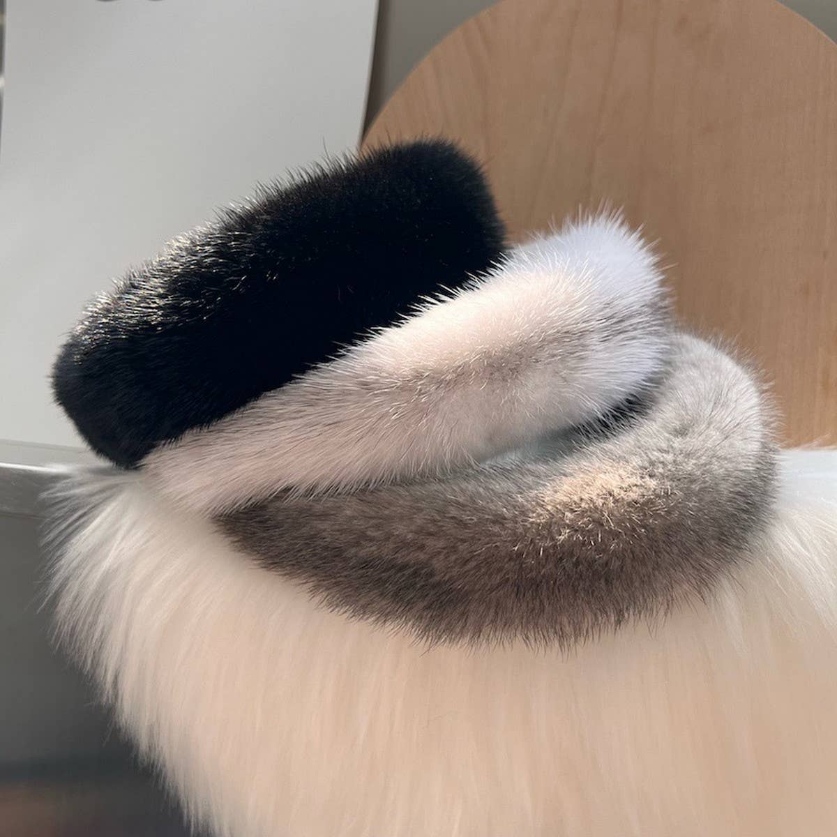 SOLID COLOR WINTER FUR HAIRBAND HEADBAND HEADDRESS_CWAHA3322