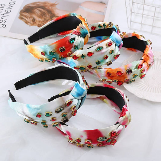 FASHION KNOTTED HEADBAND WITH COLORED DIAMONDS_CWAHA2133