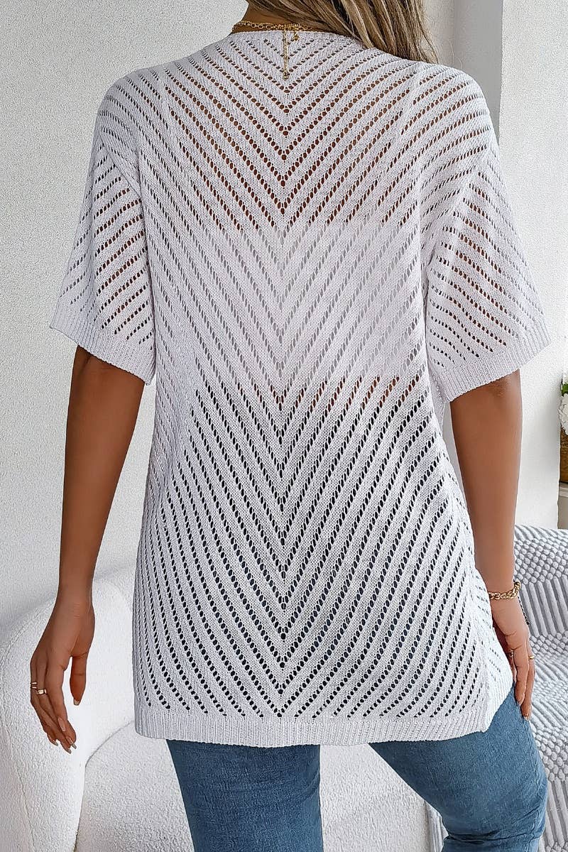 CWTBLS1056_SUMMER KNIT CUT-OUT SHORT-SLEEVED SUNBLOCK TOP